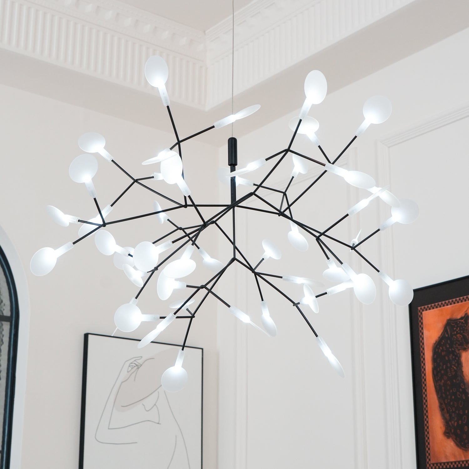 Firefly LED Chandelier, Black Branch Design, Dimmable, 30-135 Heads