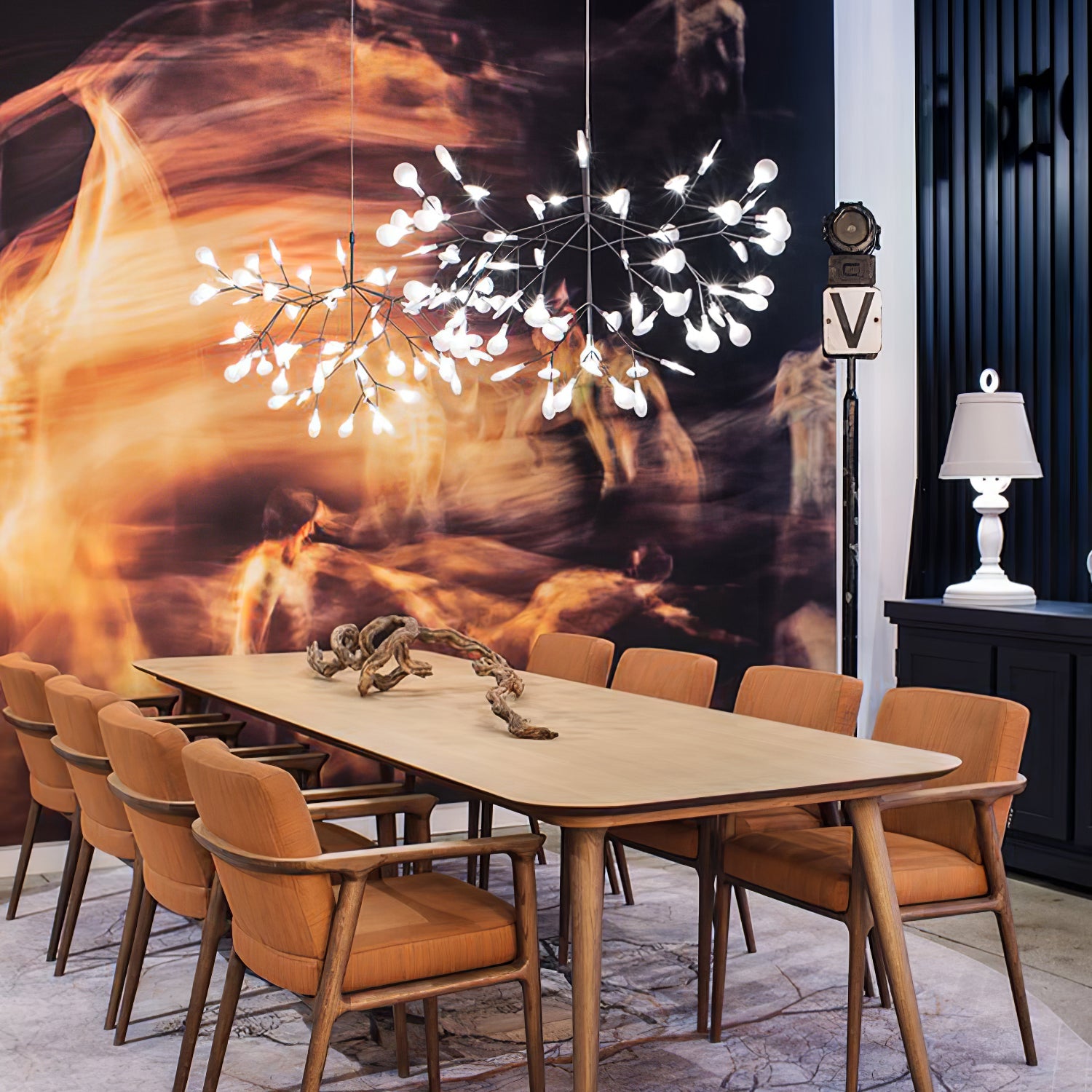 Firefly LED Chandelier, Black Branch Design, Dimmable, 30-135 Heads