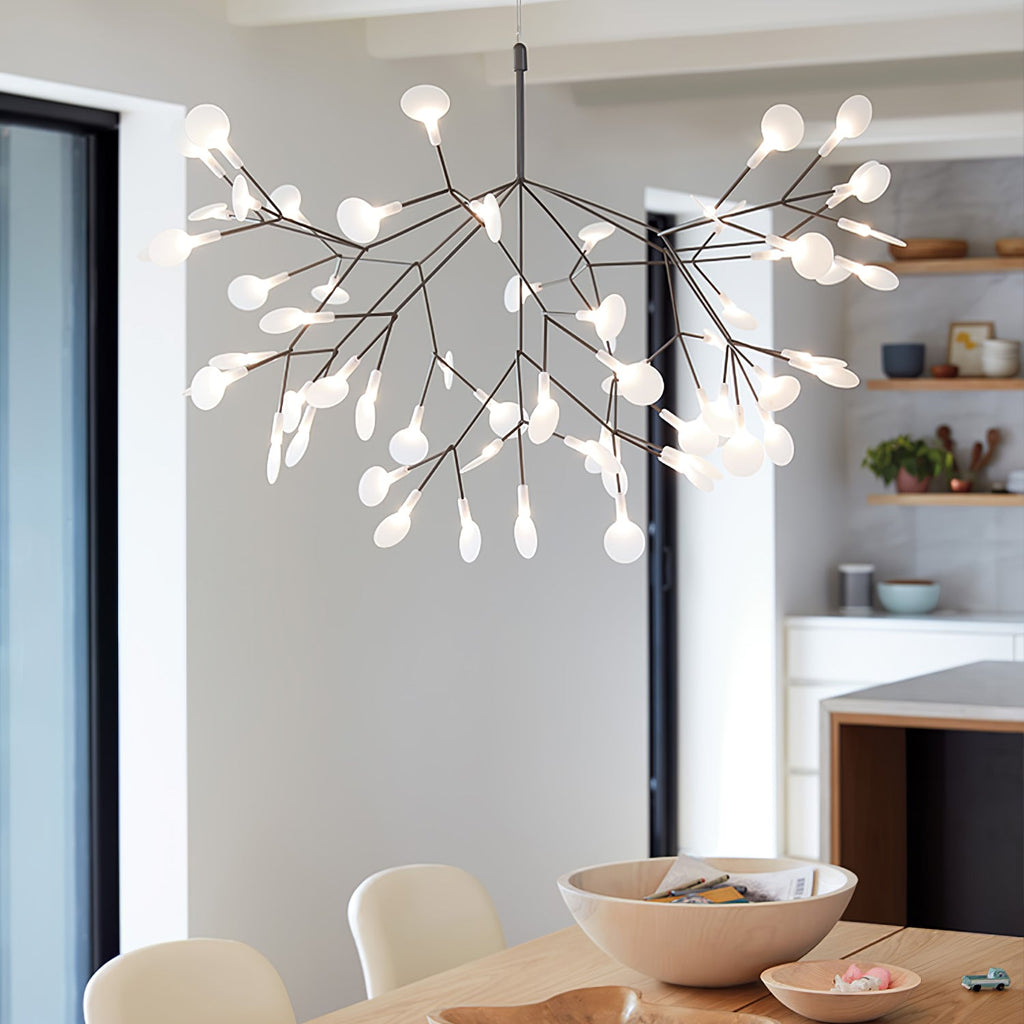 Firefly LED Chandelier, Black Branch Design, Dimmable, 30-135 Heads