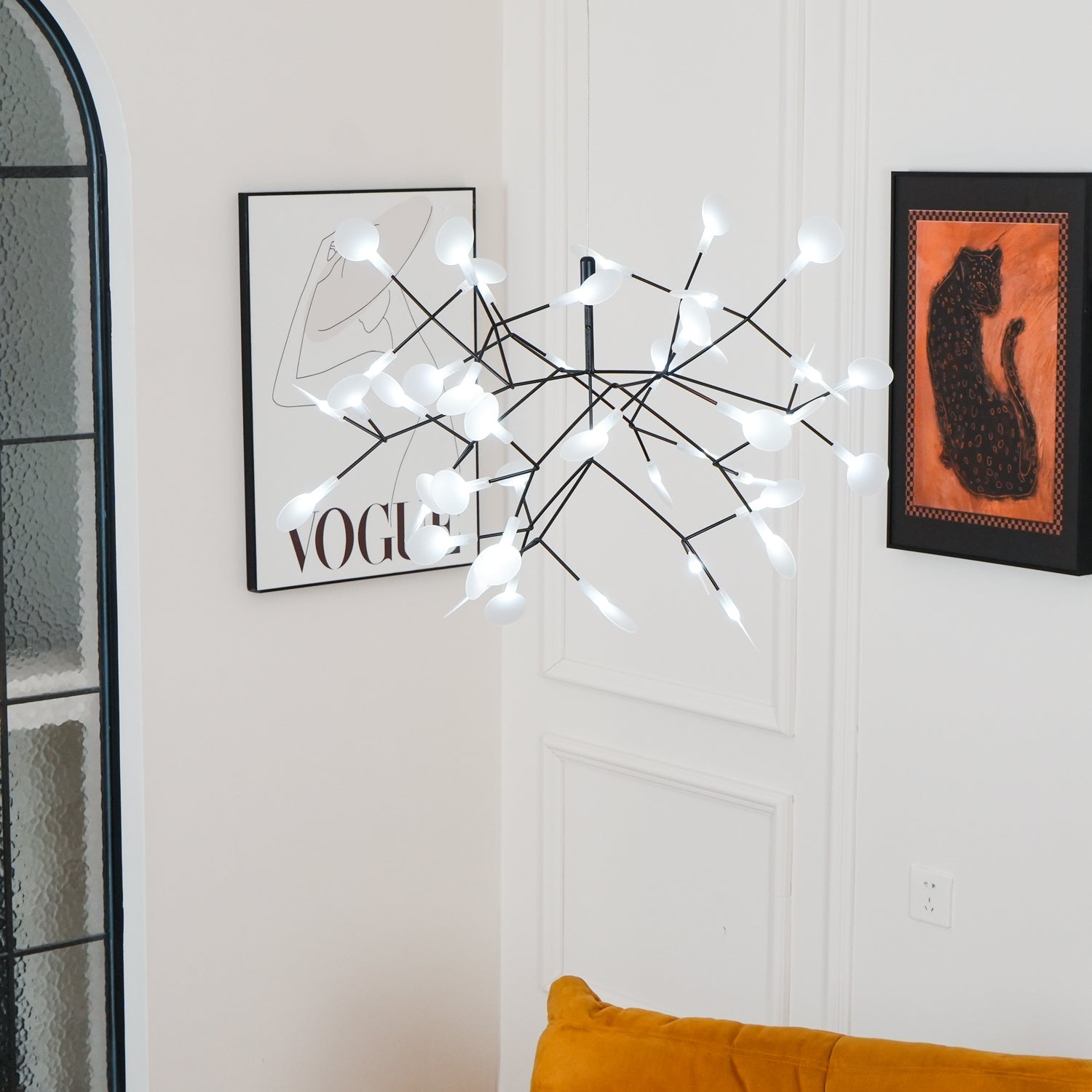 Firefly LED Chandelier, Black Branch Design, Dimmable, 30-135 Heads