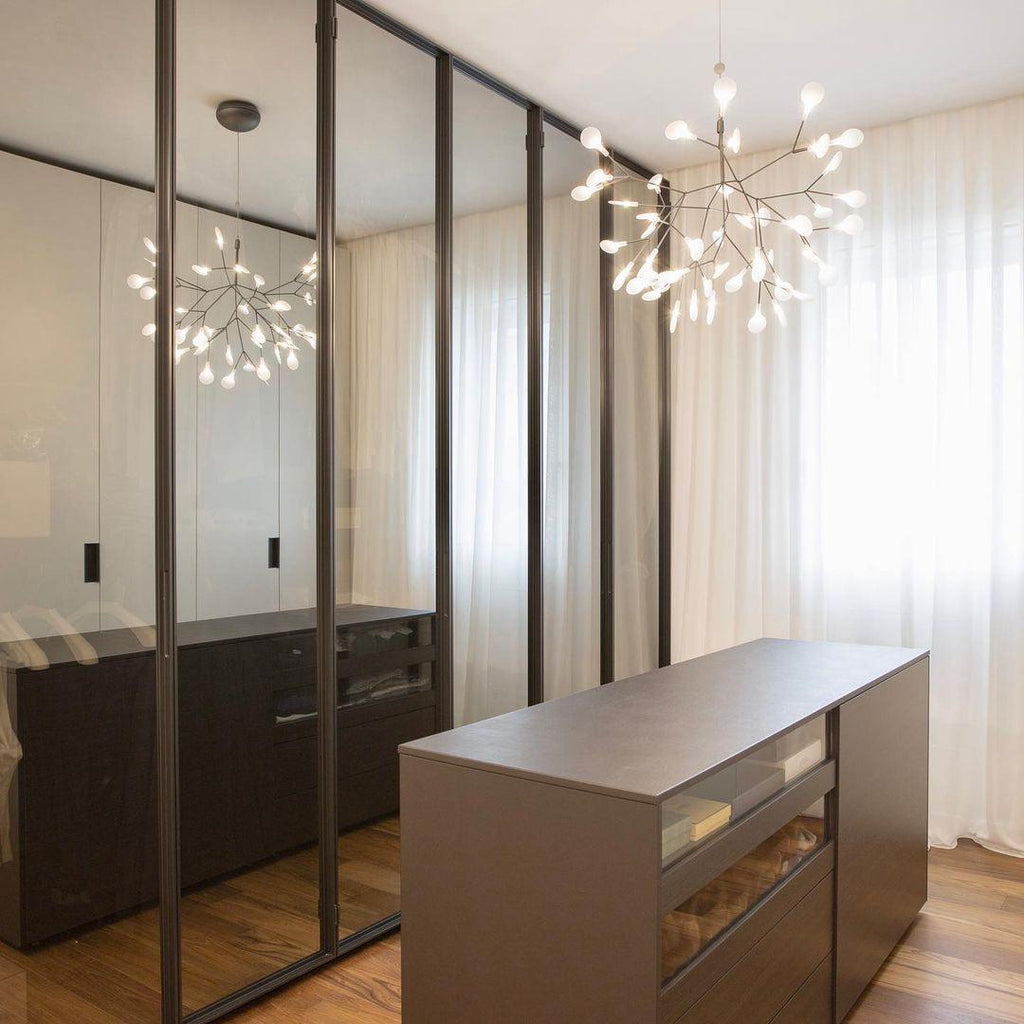 Firefly LED Chandelier, Black Branch Design, Dimmable, 30-135 Heads