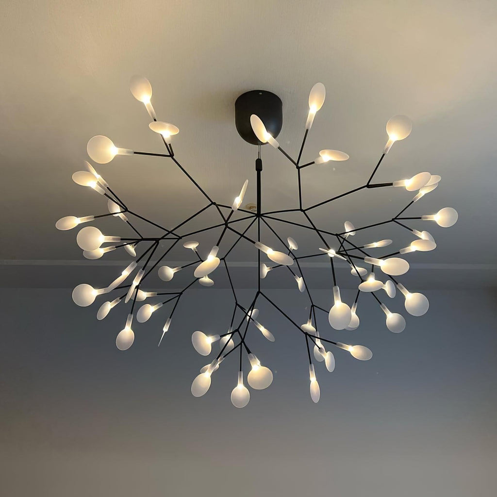 Firefly LED Chandelier, Black Branch Design, Dimmable, 30-135 Heads