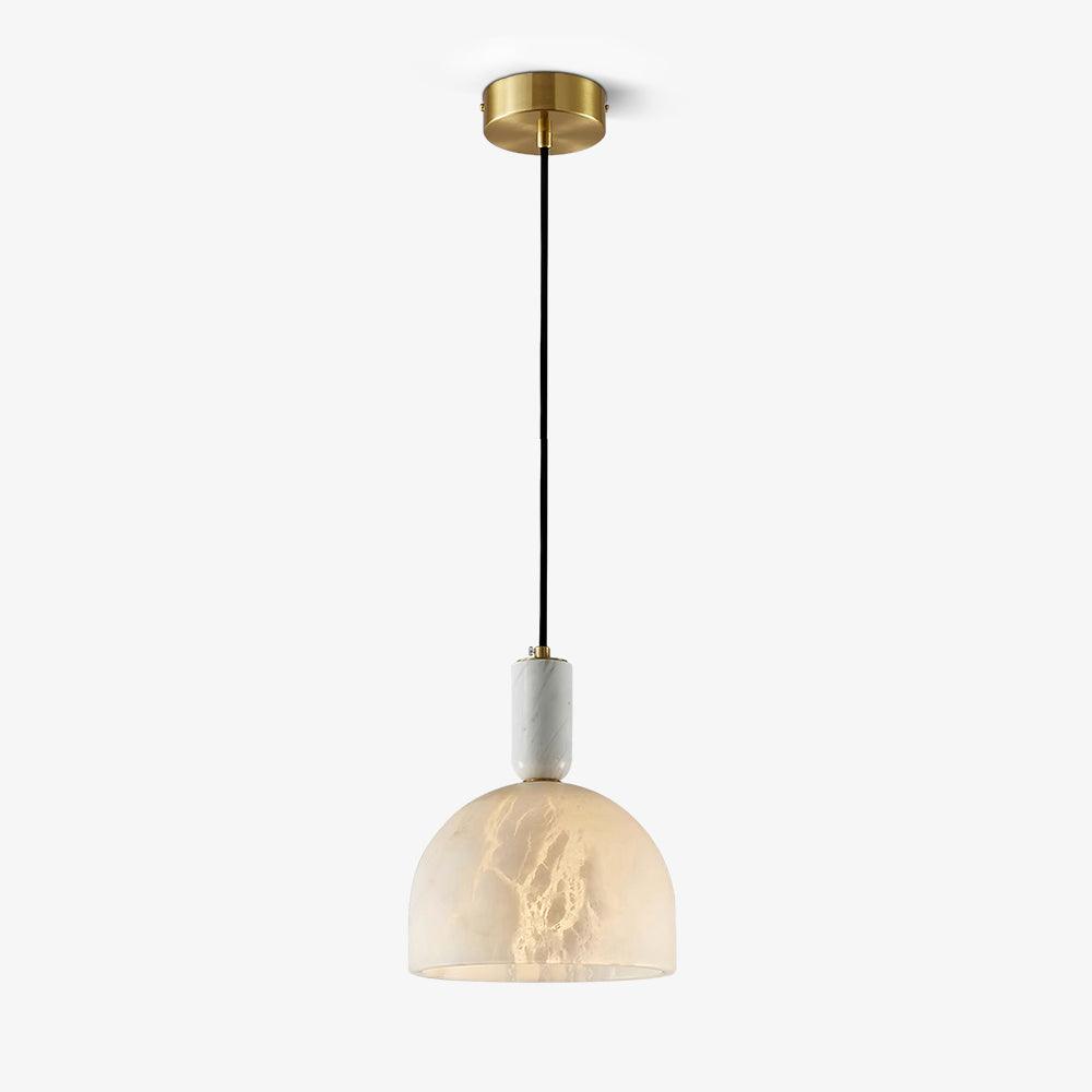 Clérachic alabaster pendant light on white, cropped slightly tighter to the dome shade than the wider studio shot.