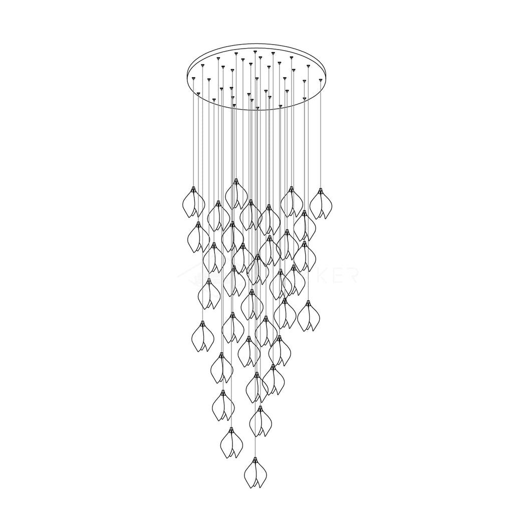 Pendant Light, Ceramic Flower Shades, Brass & White, G9 LED