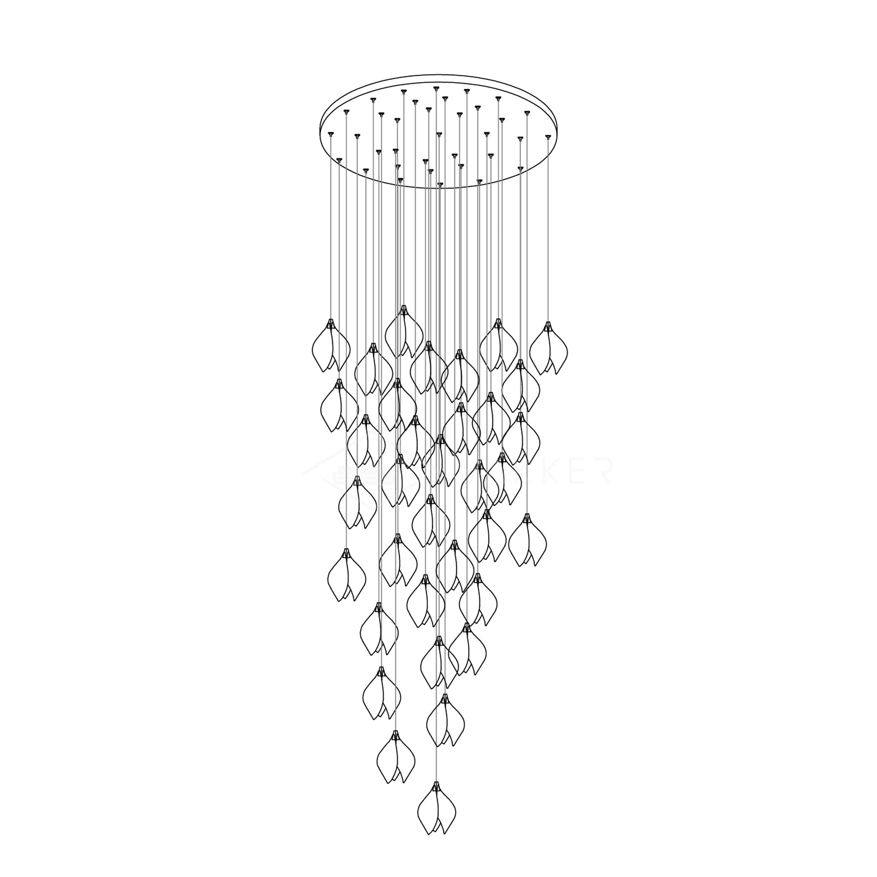 Pendant Light, Ceramic Flower Shades, Brass & White, G9 LED