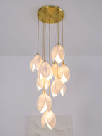 Pendant Light, Ceramic Flower Shades, Brass & White, G9 LED