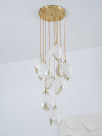 Pendant Light, Ceramic Flower Shades, Brass & White, G9 LED