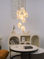 Pendant Light, Ceramic Flower Shades, Brass & White, G9 LED