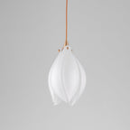 Pendant Light, Ceramic Flower Shades, Brass & White, G9 LED