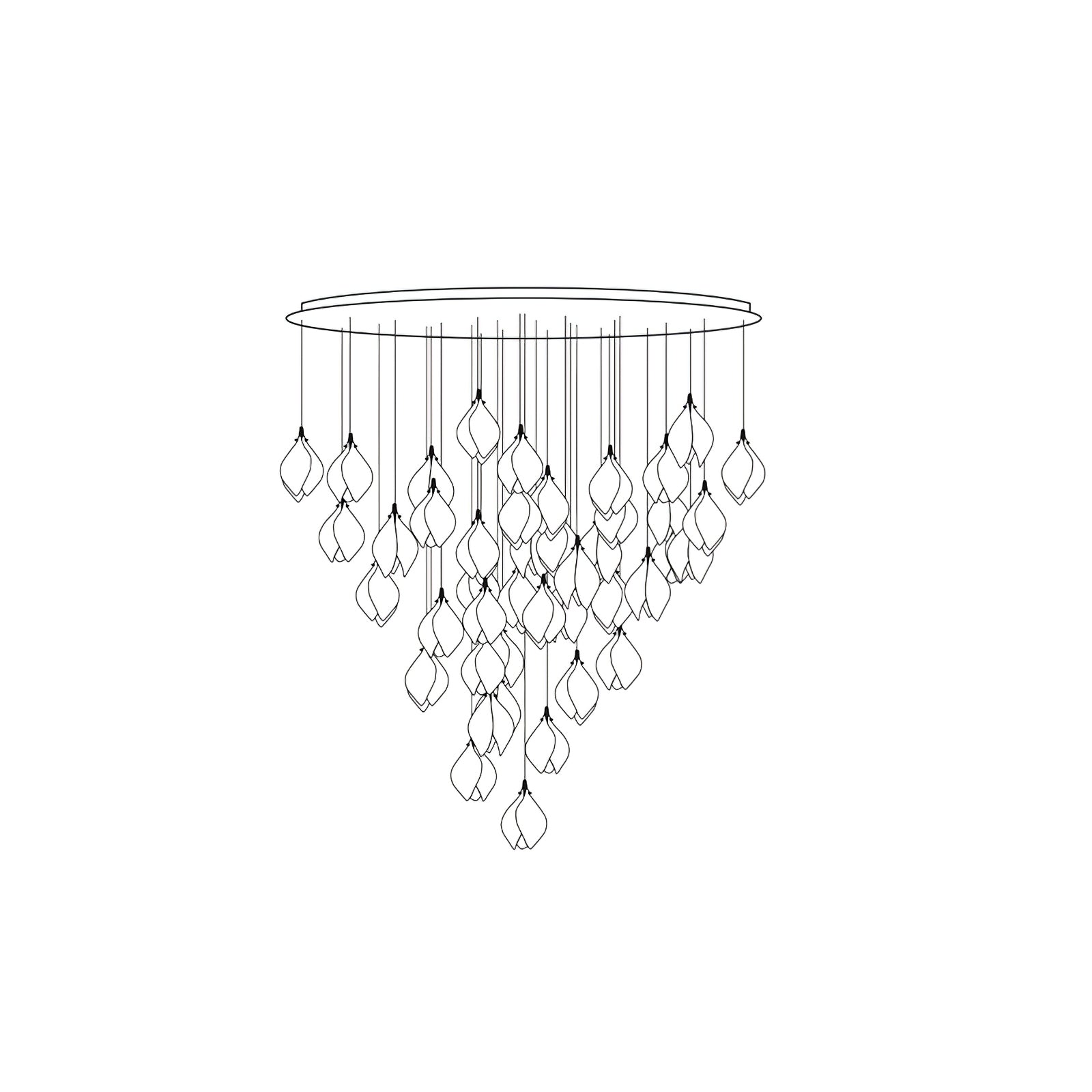 Pendant Light, Ceramic Flower Shades, Brass & White, G9 LED