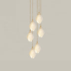 Pendant Light, Ceramic Flower Shades, Brass & White, G9 LED