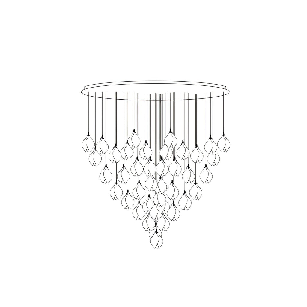 Pendant Light, Ceramic Flower Shades, Brass & White, G9 LED