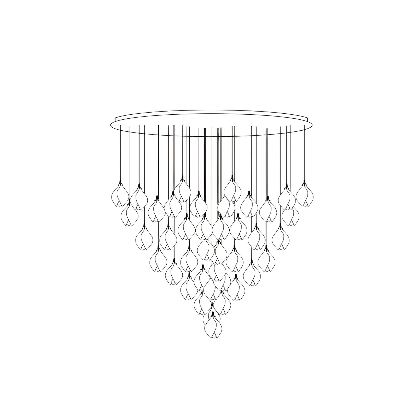 Pendant Light, Ceramic Flower Shades, Brass & White, G9 LED