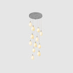 Pendant Light, Ceramic Flower Shades, Brass & White, G9 LED