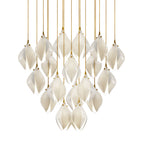 Pendant Light, Ceramic Flower Shades, Brass & White, G9 LED