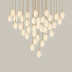 Pendant Light, Ceramic Flower Shades, Brass & White, G9 LED