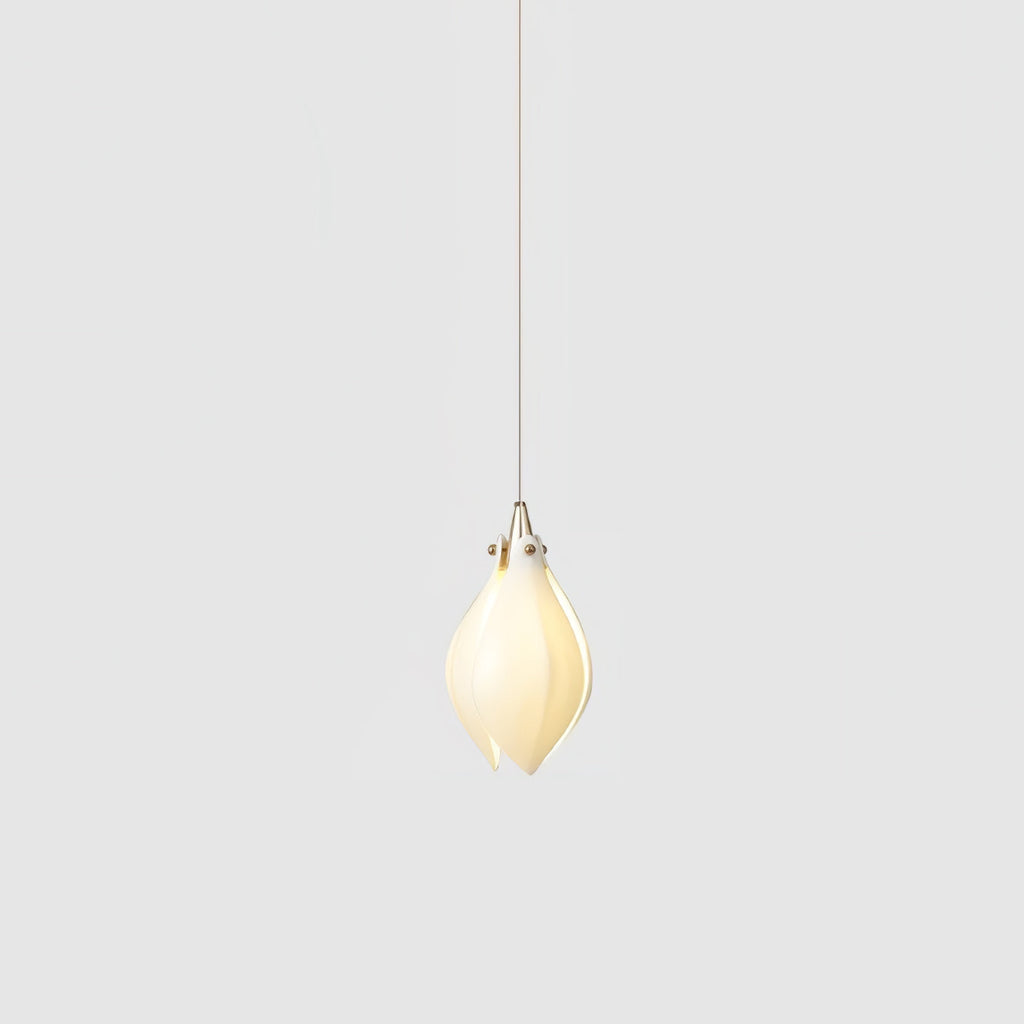 Pendant Light, Ceramic Flower Shades, Brass & White, G9 LED