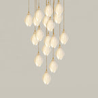 Pendant Light, Ceramic Flower Shades, Brass & White, G9 LED