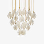 Pendant Light, Ceramic Flower Shades, Brass & White, G9 LED