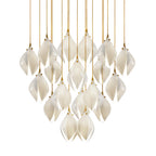 Pendant Light, Ceramic Flower Shades, Brass & White, G9 LED
