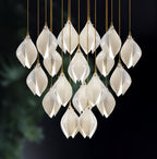 Pendant Light, Ceramic Flower Shades, Brass & White, G9 LED