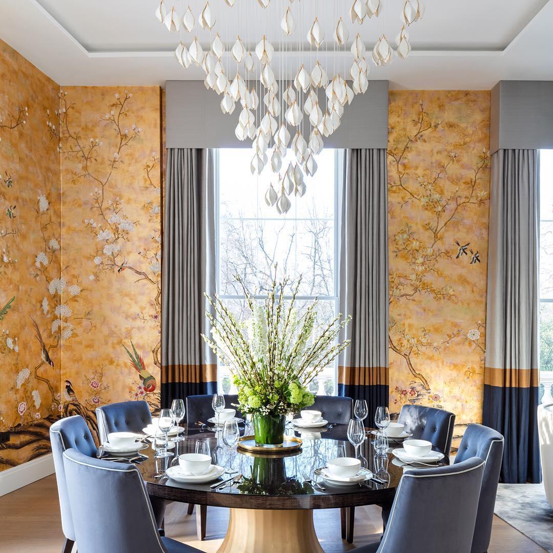 Pendant Light, Ceramic Flower Shades, Brass & White, G9 LED