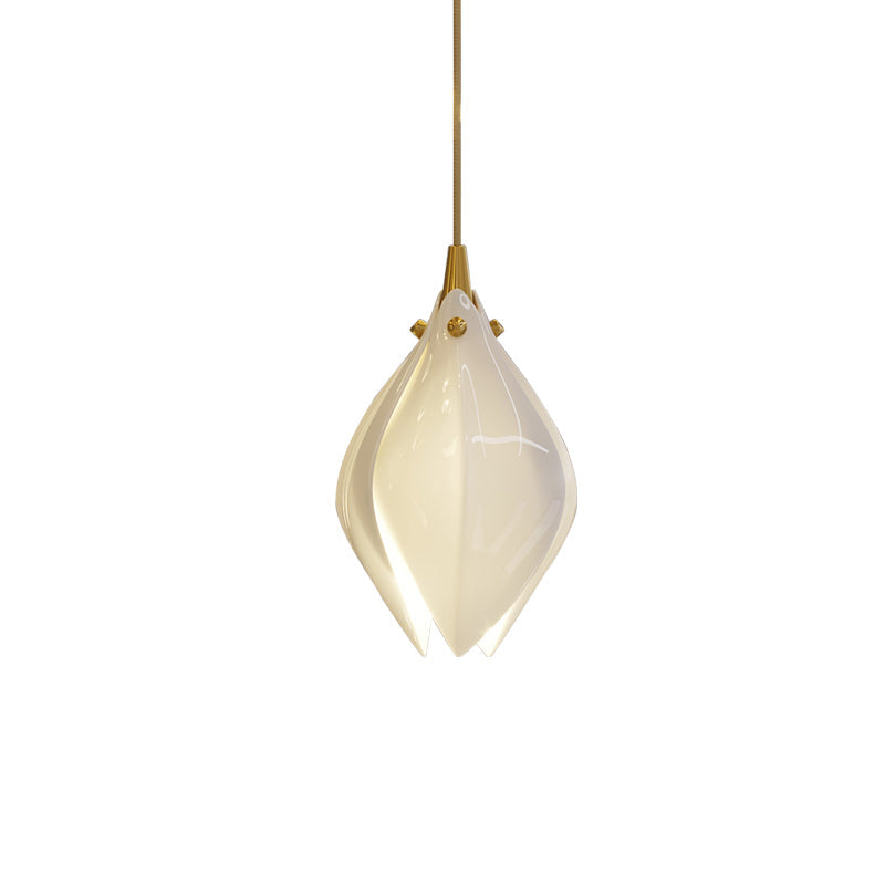 Pendant Light, Ceramic Flower Shades, Brass & White, G9 LED