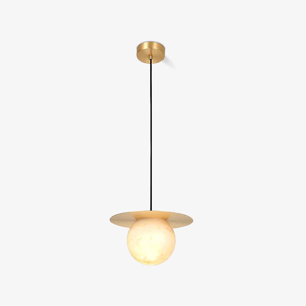 Nyvelyra Sphere Alabaster Pendant Light, Brass Finish, G9 Socket Fitting