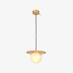 Nyvelyra Sphere Alabaster Pendant Light, Brass Finish, G9 Socket Fitting