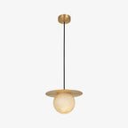 Nyvelyra Sphere Alabaster Pendant Light, Brass Finish, G9 Socket Fitting
