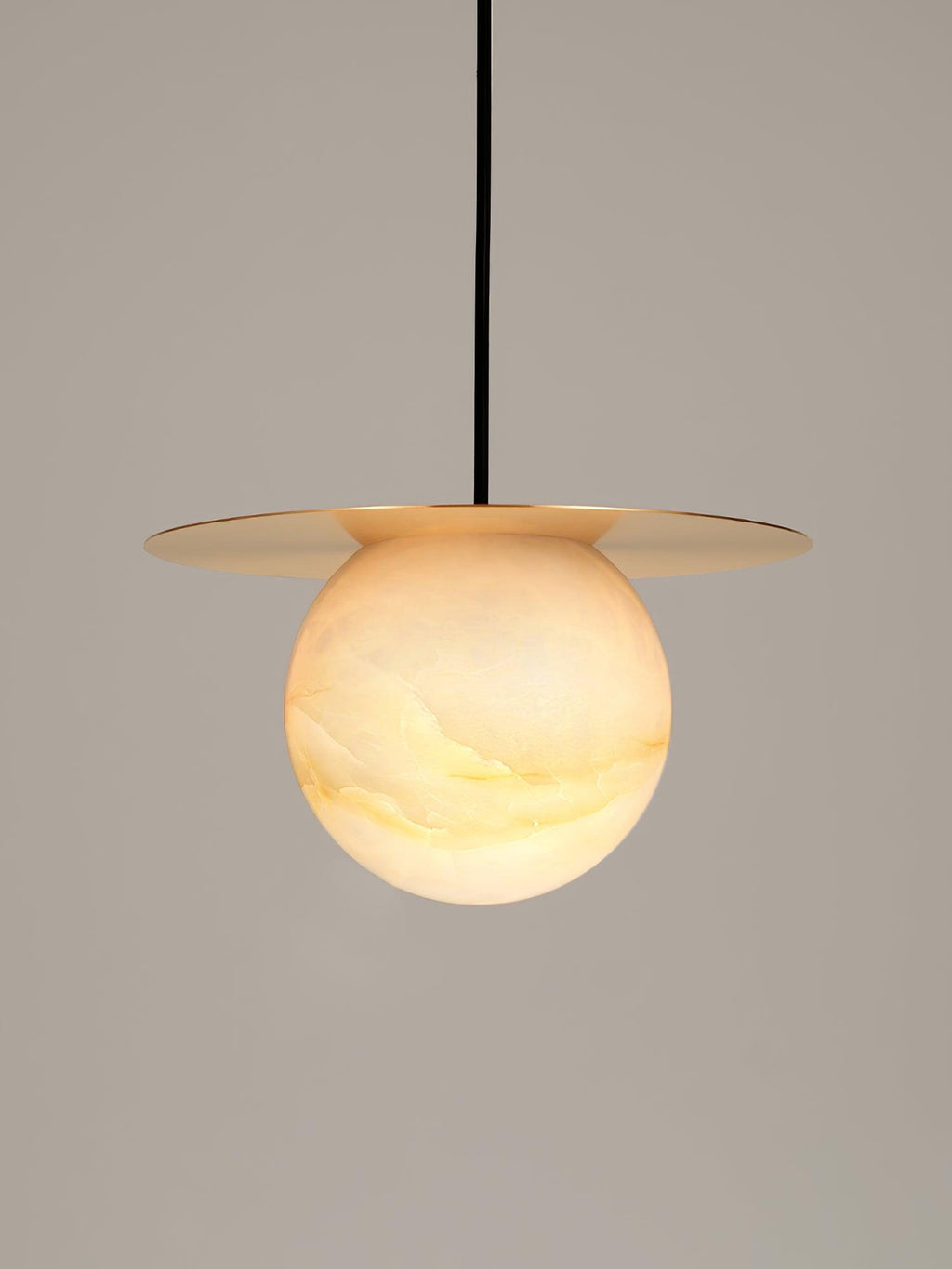 Nyvelyra Sphere Alabaster Pendant Light, Brass Finish, G9 Socket Fitting
