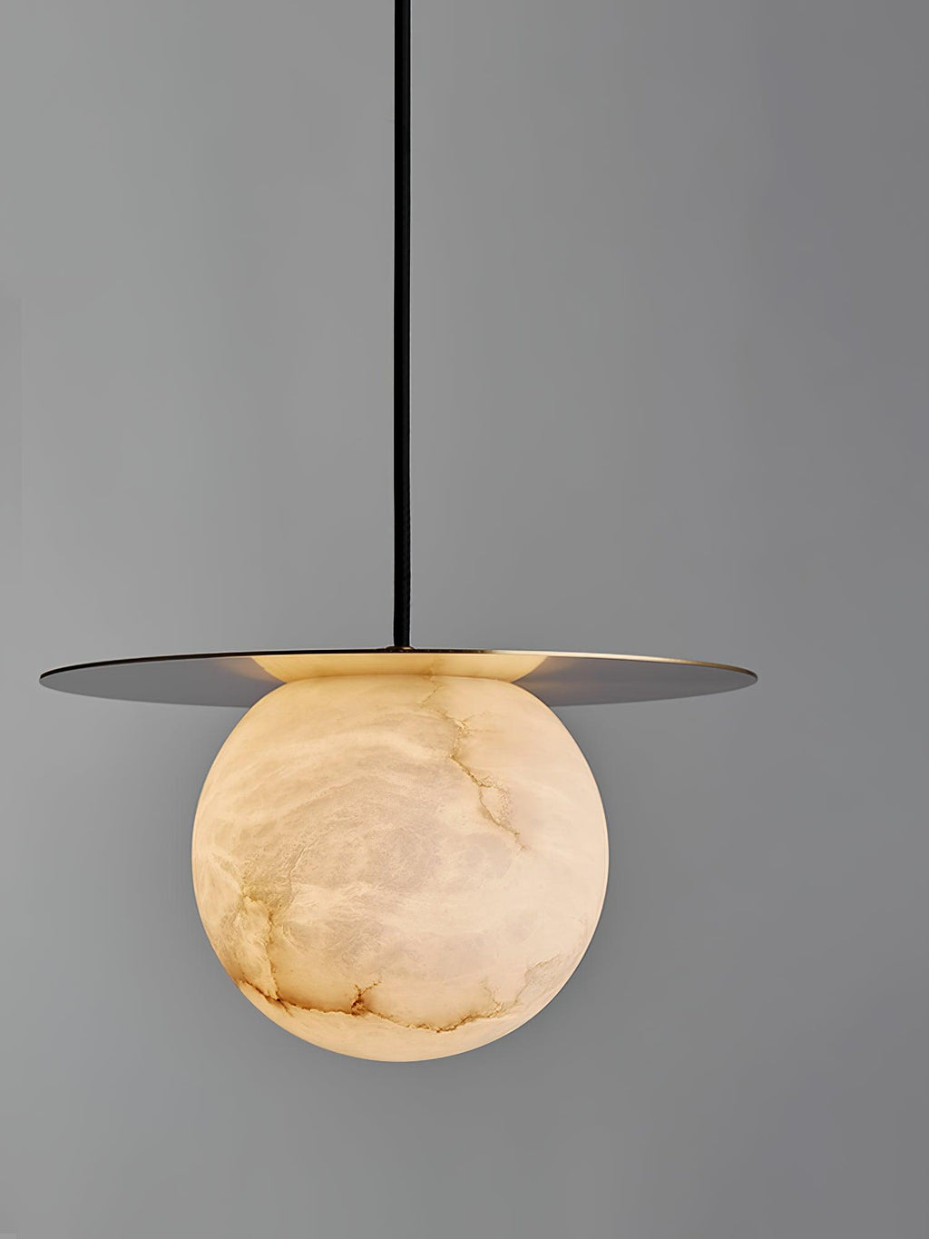 Nyvelyra Sphere Alabaster Pendant Light, Brass Finish, G9 Socket Fitting