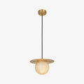Nyvelyra Sphere Alabaster Pendant Light, Brass Finish, G9 Socket Fitting