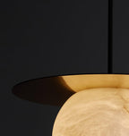 Nyvelyra Sphere Alabaster Pendant Light, Brass Finish, G9 Socket Fitting