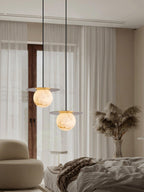 Nyvelyra Sphere Alabaster Pendant Light, Brass Finish, G9 Socket Fitting
