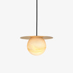 Nyvelyra Sphere Alabaster Pendant Light, Brass Finish, G9 Socket Fitting