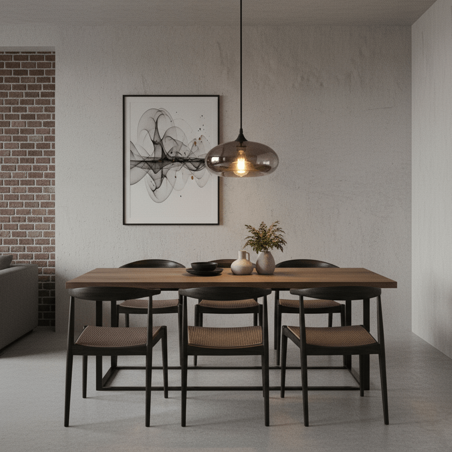 Bottle Pendant Light, Hand-Blown Smoke Gray Glass, Black, E27