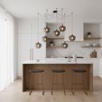 Bottle Pendant Light, Hand-Blown Smoke Gray Glass, Black, E27
