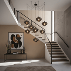 Bottle Pendant Light, Hand-Blown Smoke Gray Glass, Black, E27
