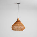 Rattan Pendant Light, Handwoven Shade, Wood Body, E27