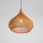 Rattan Pendant Light, Handwoven Shade, Wood Body, E27