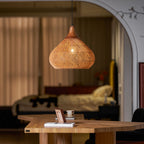 Rattan Pendant Light, Handwoven Shade, Wood Body, E27