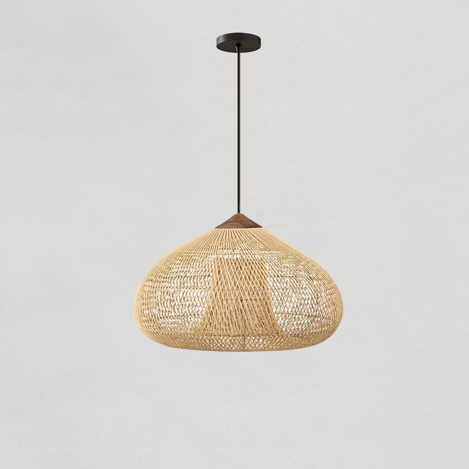 Rattan Pendant Light, Handwoven Shade, Wood Body, E27