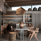 Rattan Pendant Light, Handwoven Shade, Wood Body, E27