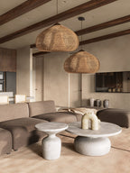 Rattan Pendant Light, Handwoven Shade, Wood Body, E27