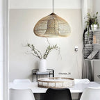 Rattan Pendant Light, Handwoven Shade, Wood Body, E27