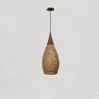Rattan Pendant Light, Handwoven Shade, Wood Body, E27