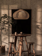 Rattan Pendant Light, Handwoven Shade, Wood Body, E27
