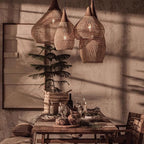 Rattan Pendant Light, Handwoven Shade, Wood Body, E27