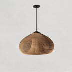 Rattan Pendant Light, Handwoven Shade, Wood Body, E27